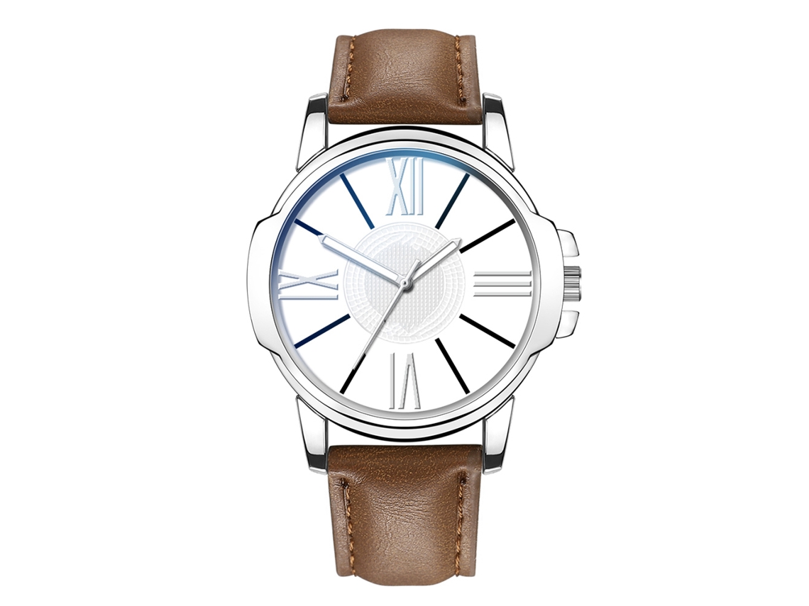 Relógio de Pulso Masculino de Quartzo com Pulseira de Couro Casual Vidro (6)