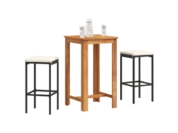 Pcs Conjunto De Bar Para Jardim Acácia Maciça/vime Pe Preto Dkd Home Decor