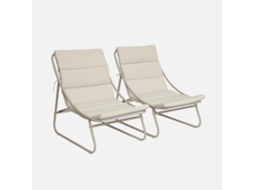 Poltrona Relax Em Aço, Set De 2, Bege