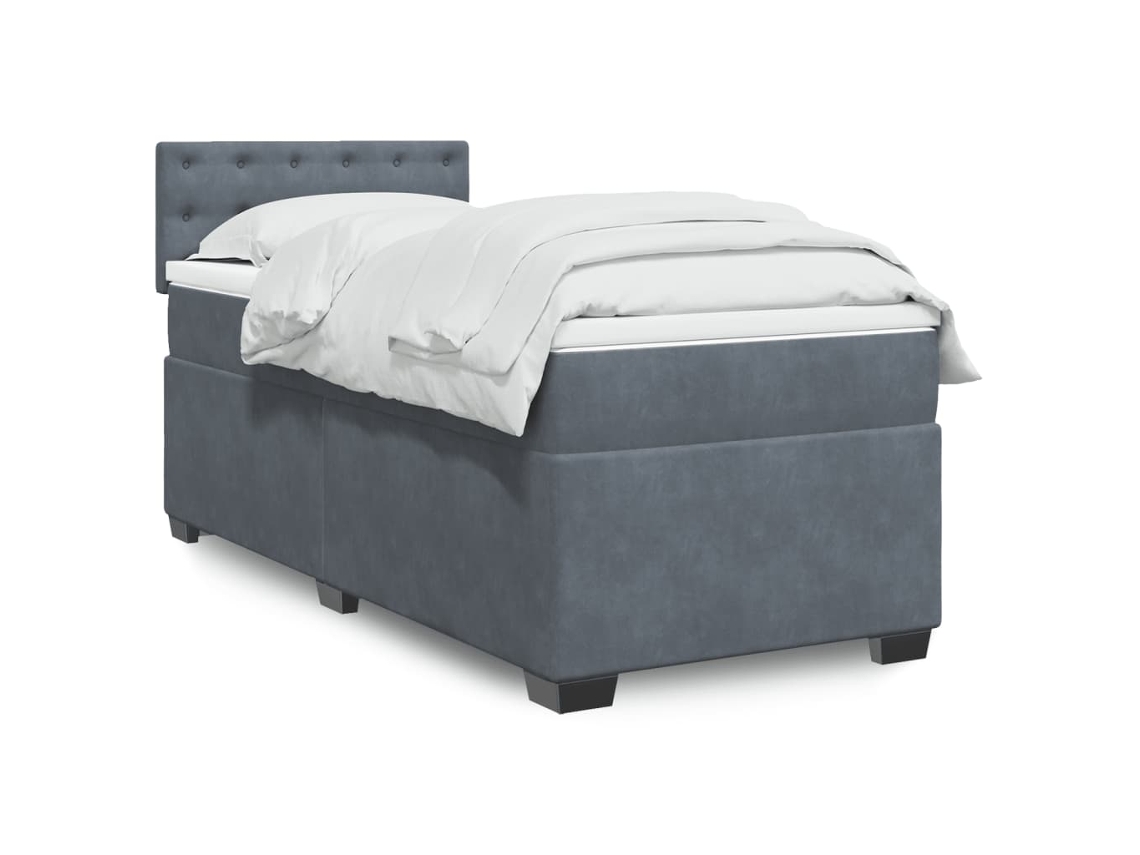 Vidaxl Cama Com Molas/colchão 90x190 Cm Veludo Cinza-escuro