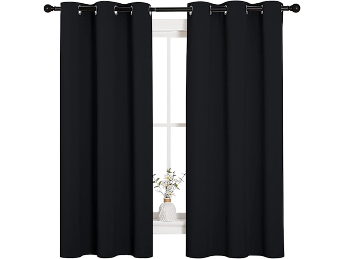 Cortina Blackout Térmica, Ilhós, Proteção Uv, Lavável, 2 Peças, Preto