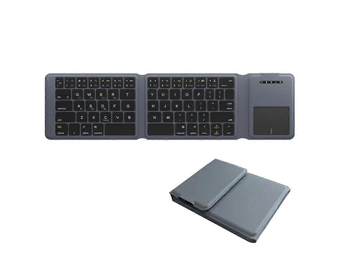 Teclado Portátil Sem Fio Bluetooth com Touchpad, Teclado Sem Fio Recarregável e Dobrável em Três Partes para Pc, Laptop e Tablet. TAISHENGDA