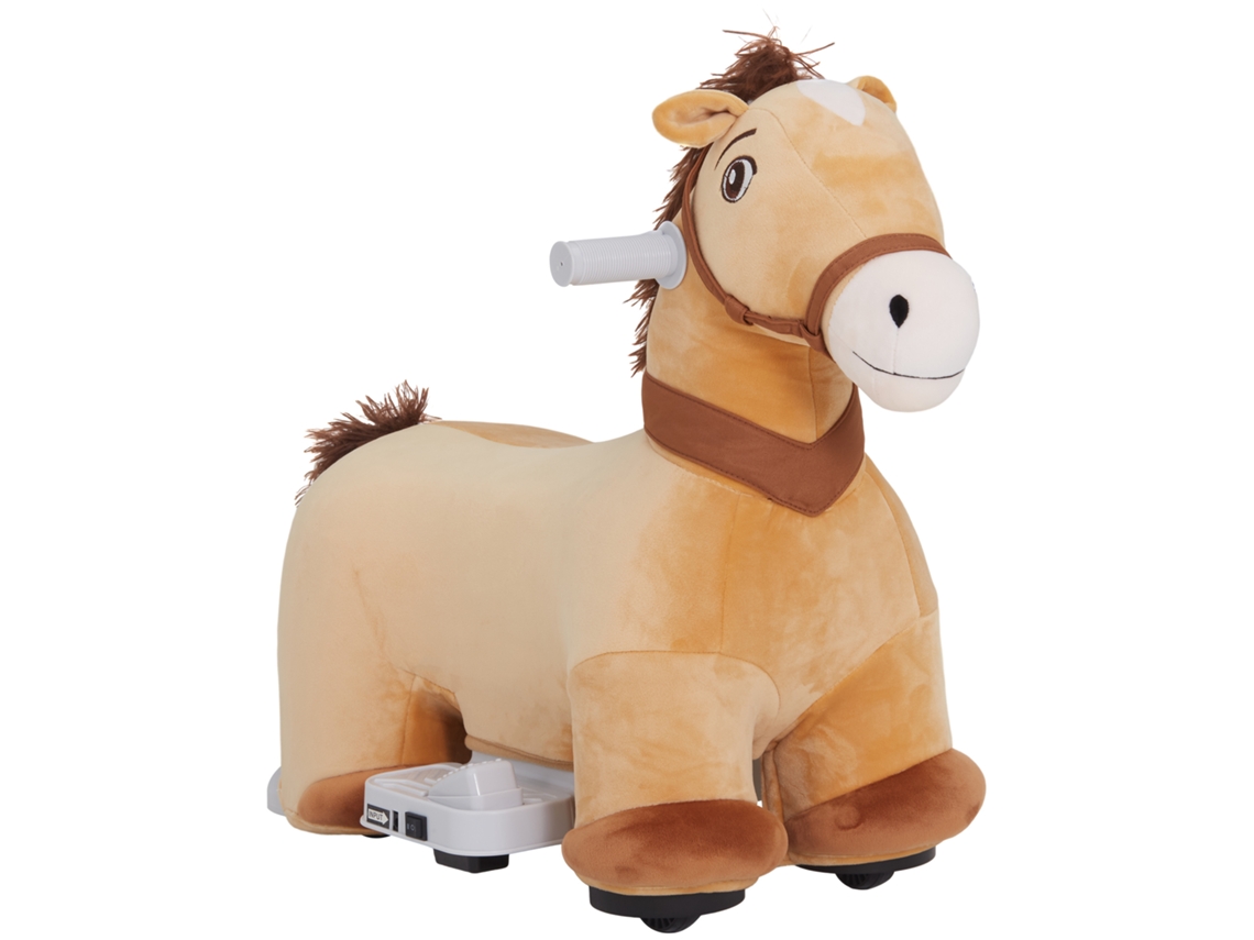 Cavalo Elétrico para Crianças de 18 a 36 Meses com Bateria 6v e Carga Musical 25 Kg 69x34x53 Cm Marrom Ge