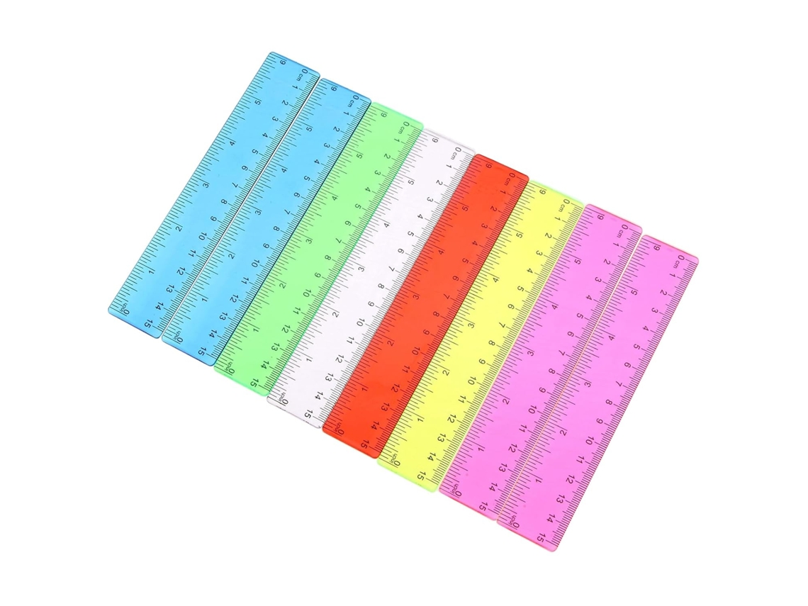 Conjunto De 8 Réguas Transparentes 15cm 6 Polegadas, Réguas Retas, Inquebráveis, Material Escolar, Ferramentas De