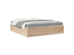 Cama Com Colchão 180x200 Cm Madeira De Pinho Maciça