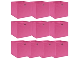 Vidaxl Caixas De Arrumação 10 Pcs 32x32x32 Cm Tecido Rosa