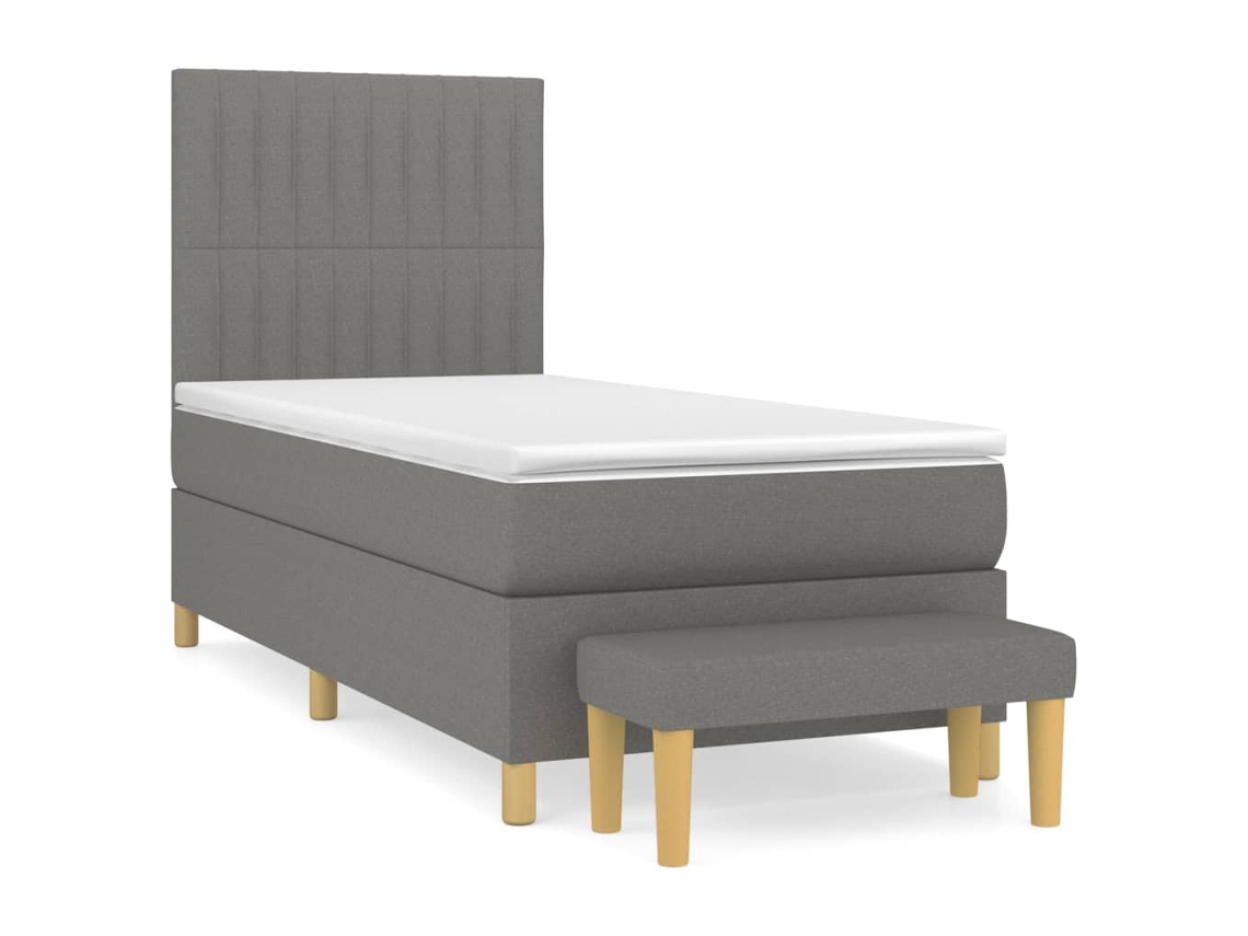 Cama com Molas/colchão 100x200 Cm Tecido Cinza escuro MAISON EXCLUSIVE