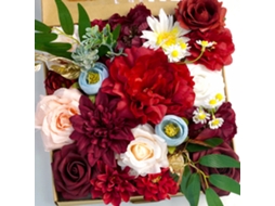 Caixa de Presente com Flor Artificial com Haste, Vermelha, 1 Unidade. AQUAFORGE