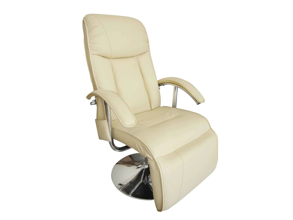 Cadeira Poltrona de Massagem Couro Artificial Branco Nata