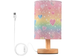 Luminária De Mesa Mnsruu Para Quarto E Sala Estar, Em Formato De Coração Com Cores Pastel Do Arco Íris, Com Portas De