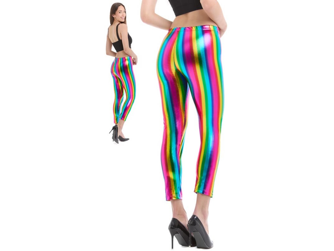 Leggings metálicas arco-íris para mulheres