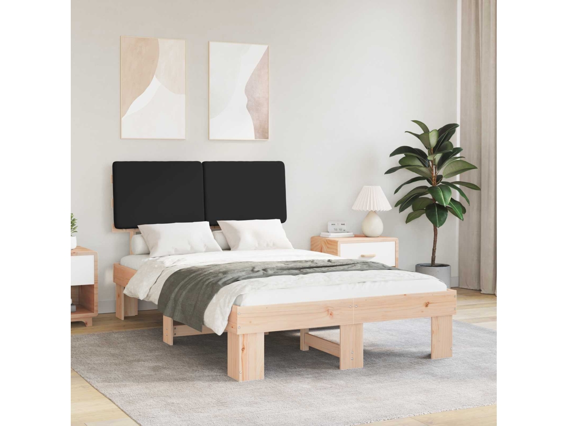 Vidaxl Estrutura De Cama Com Cabeceira Estofada Preto 120 X 200 Cm