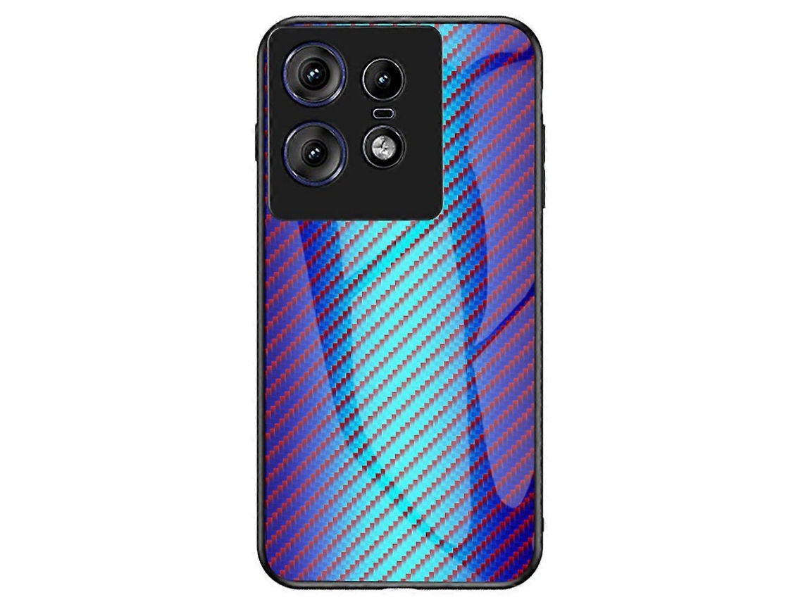 Capa De Celular À Prova De Choque Em Vidro Temperado Com Fibra Azul Para Motorola Edge 50 Pro 5g