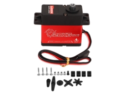 Servo RC de 20kg, baixa pressão, alta precisão, versátil para aeronaves, barcos e robôs inteligentes.