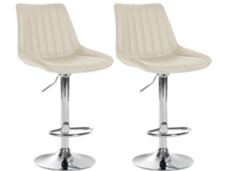 Conjunto de 2 bancos de bar Toni em pele sintética creme/metal cromado CLP
