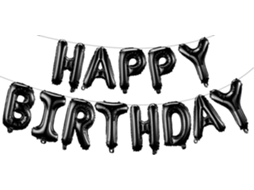 Banner De Balões De Feliz Aniversário Pendurados Pretos Para Decoração De Festa