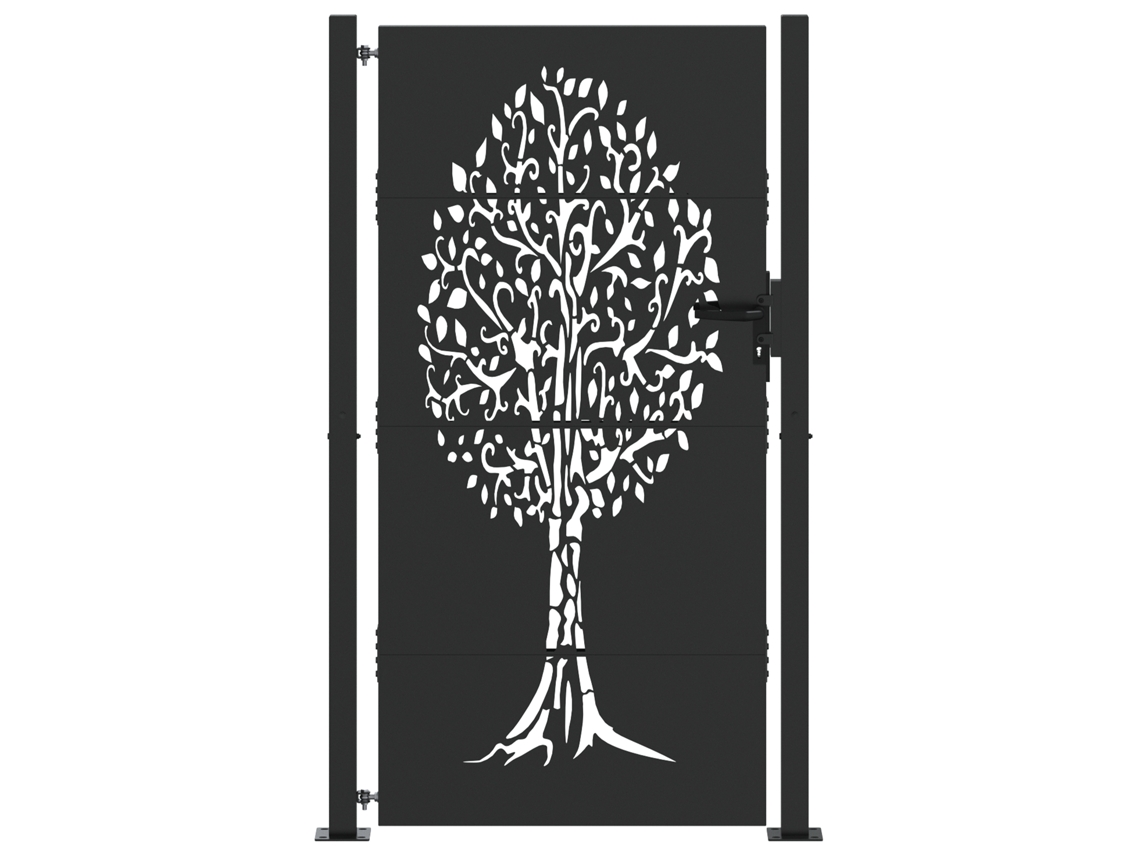 Conjunto 1 Portão De Jardim Vidaxl Preto Aço (110 X 205 Cm)