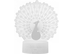Luminária Noturna Pavão Colorida Com Toque, Led Recarregável Via Usb,