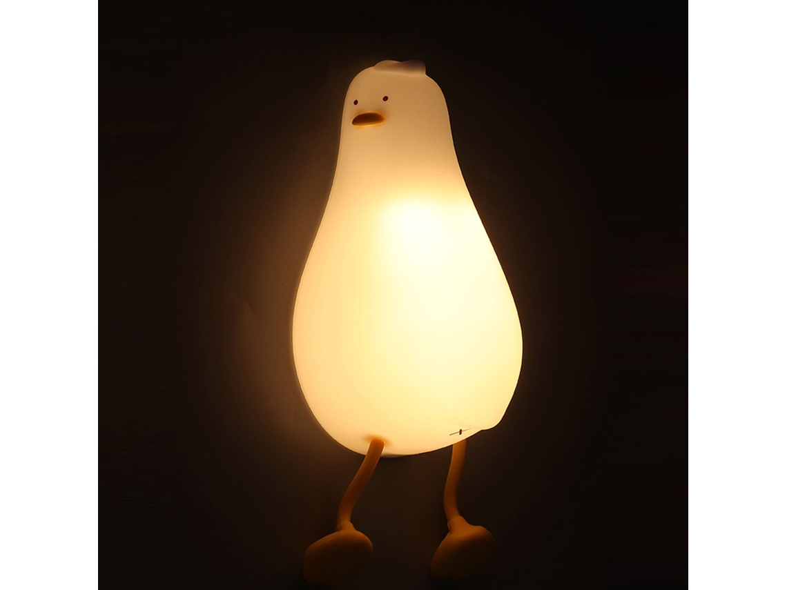 Luminária Noturna Led em Formato de Patinho Fofo, Silicone Macio, Recarregável Via Usb BRILVIBERA