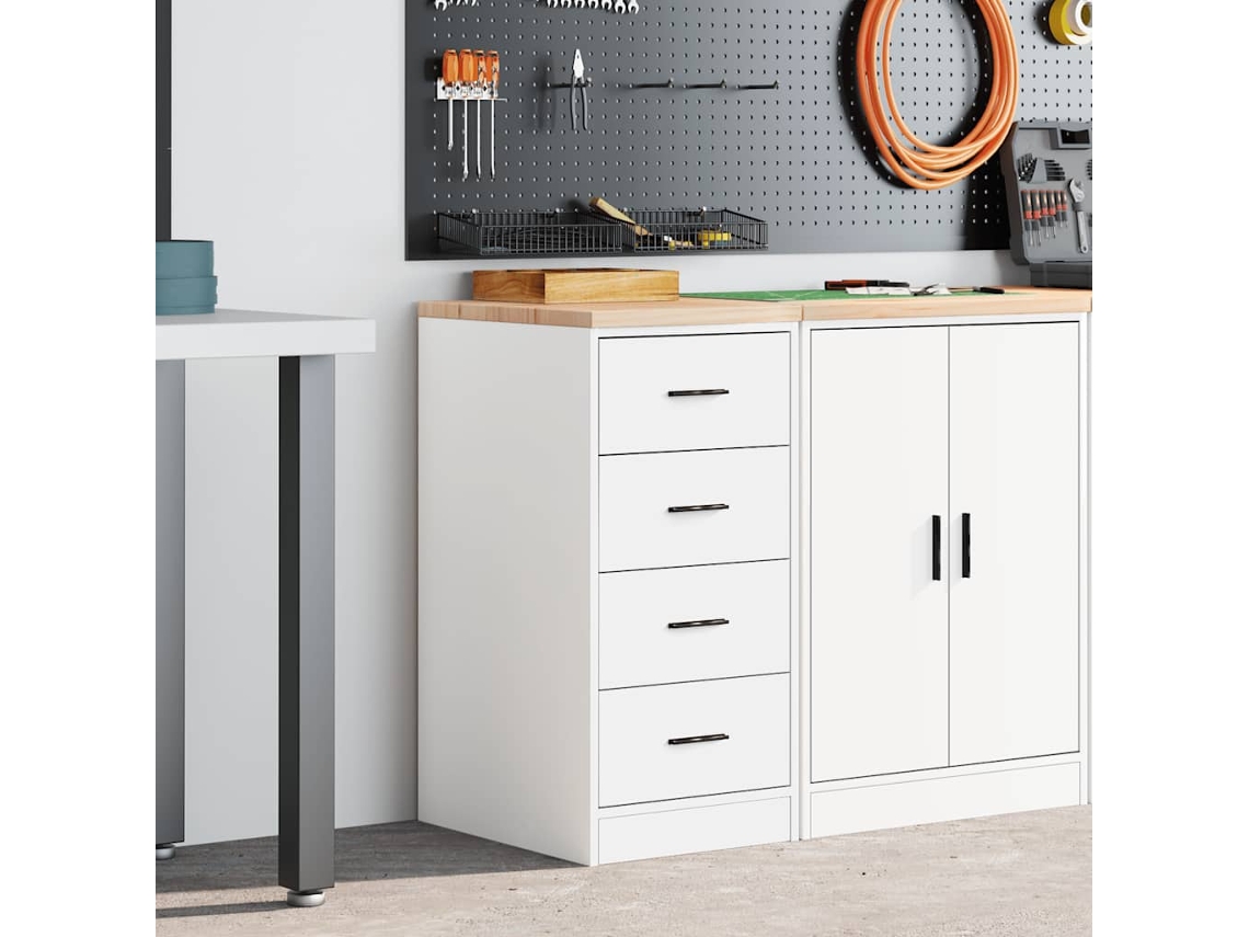 Vidaxl Armário De Arrumação De Garagem Branco 40x51x85 Cm