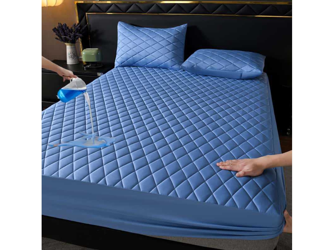 Lençol Com Elástico Impermeável,90x200cm, Protetor De Colchão Antiderrapante, Adequado Para Uso Doméstico E No Quarto Azul Celeste Hexinyigjly