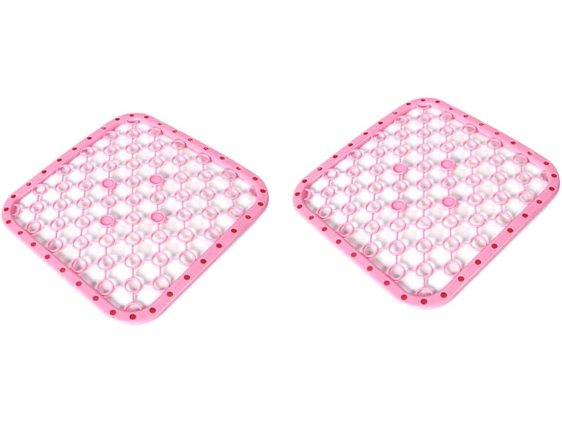 Tapete Multifuncional Rosa De 2 Peças Para Pia Com Drenagem Quadrada, Isolamento Térmico, Suporte Para Pratos E Protetor Gokoco