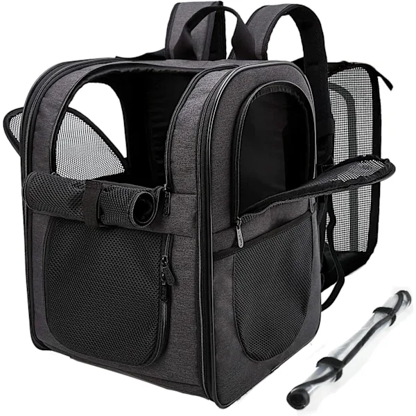 Mochila de Transporte para Cães e Gatos AQUAFORGE dobrável expansível com dimensões 32x28x42cm preta