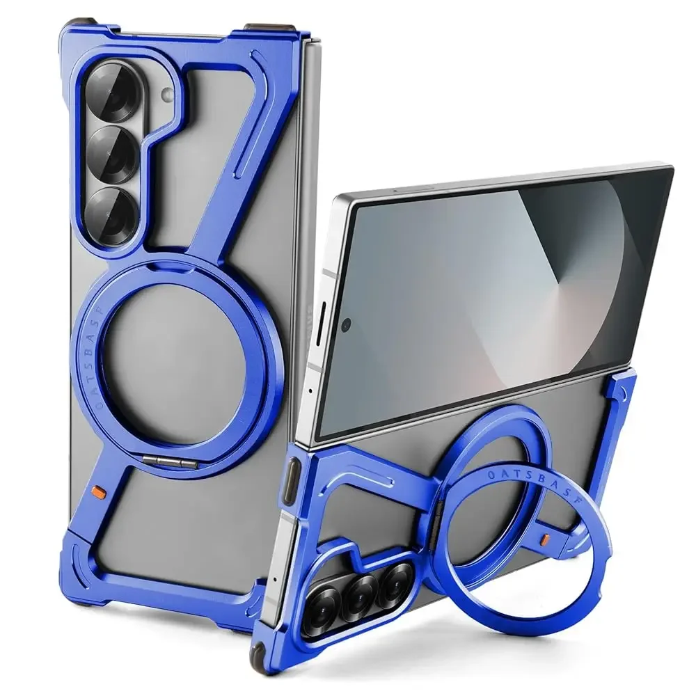 (azul, Galaxy Z Fold7) Capa Magsafe Sem Moldura Para Celular Com Suporte Magnético Giratório De 360° E Proteção Contra Impactos.
