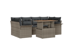 Conjunto 7 Móveis Para Jardim Vidaxl Cinzento Vime Pe (100 X 55 X 73 Cm)