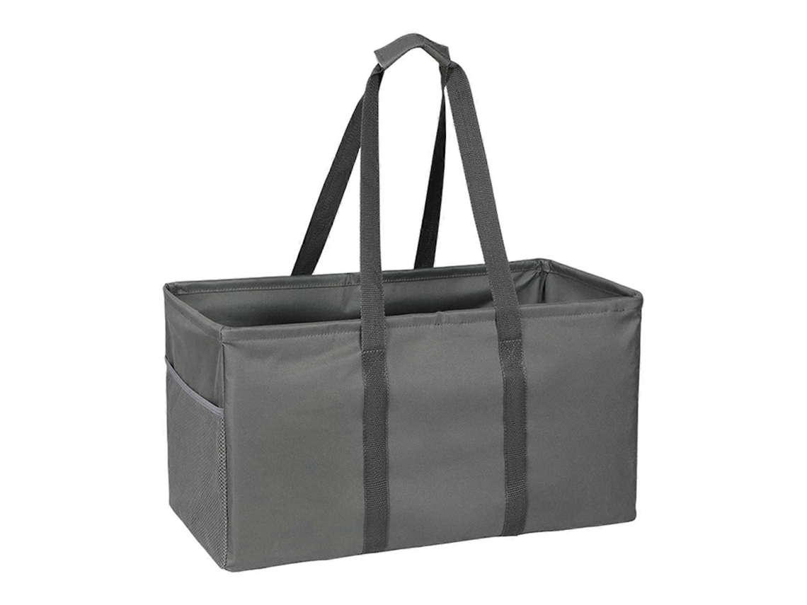Sacola de Compras Reutilizável, Dobrável, Grande Capacidade, com Fecho de Zíper, Impermeável e Multifuncional, com Bolsos de Tela. GOKOCO