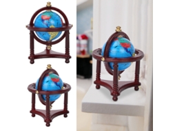 Primerox globo Mini Giratório Decorativo para Casa de Bonecas em Escala 1/12 Madeira Rosa