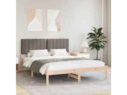Vidaxl Estrutura de Cama com Cabeceira Estofada Cinzento acastanhado