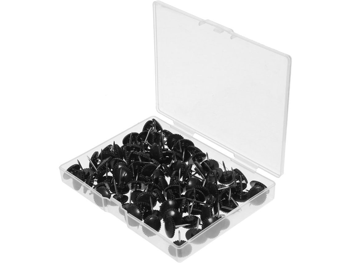 Tachinhas Pretas Multifuncionais e Leves Hemobllo, 100 Unidades, Plástico, Ideal para Quadrados de Cortiça e Fixar