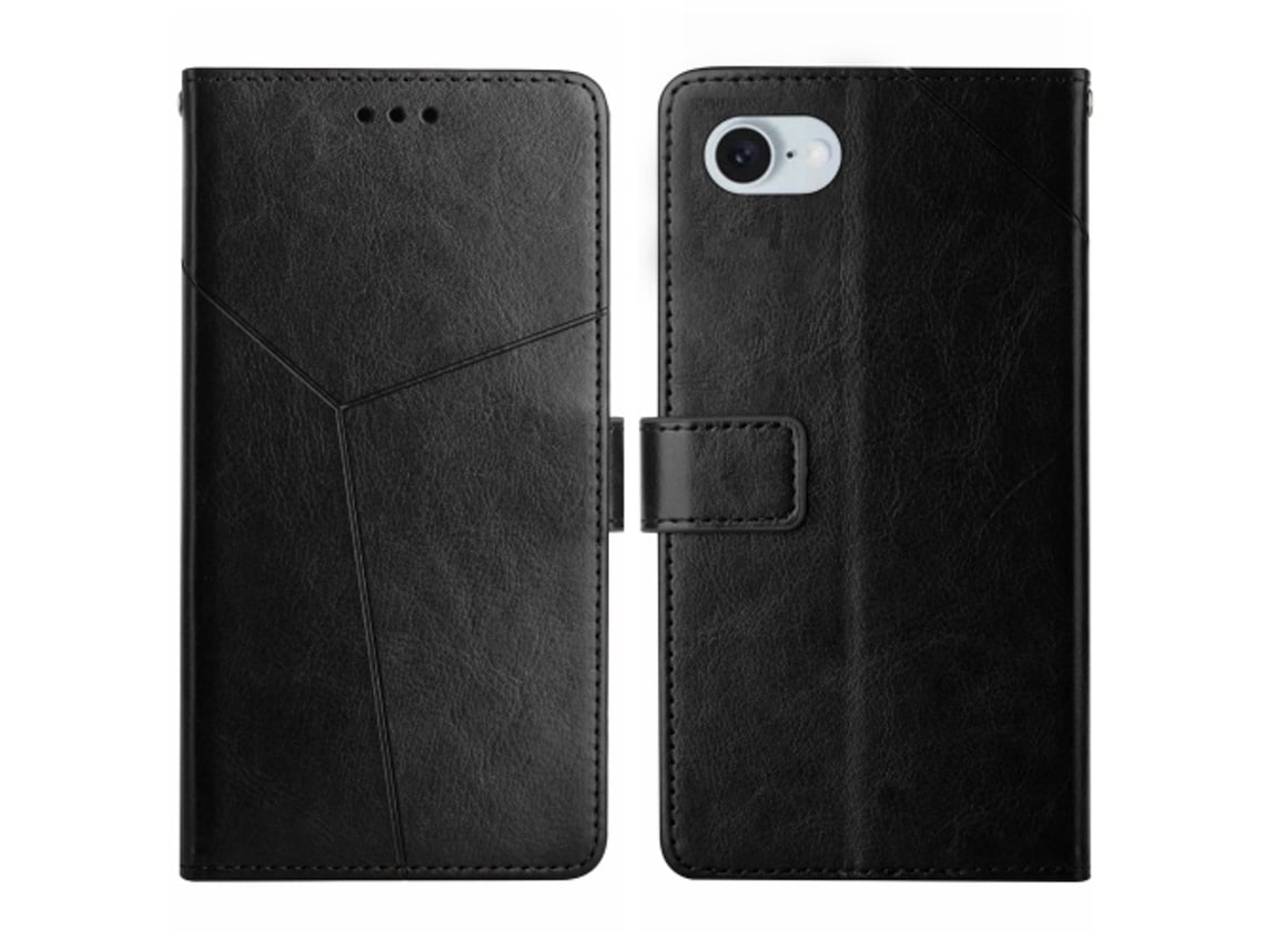 Capa Veanxin Para Iphone 16e Y-shaped Pattern Flip Leather Phone Case -preta