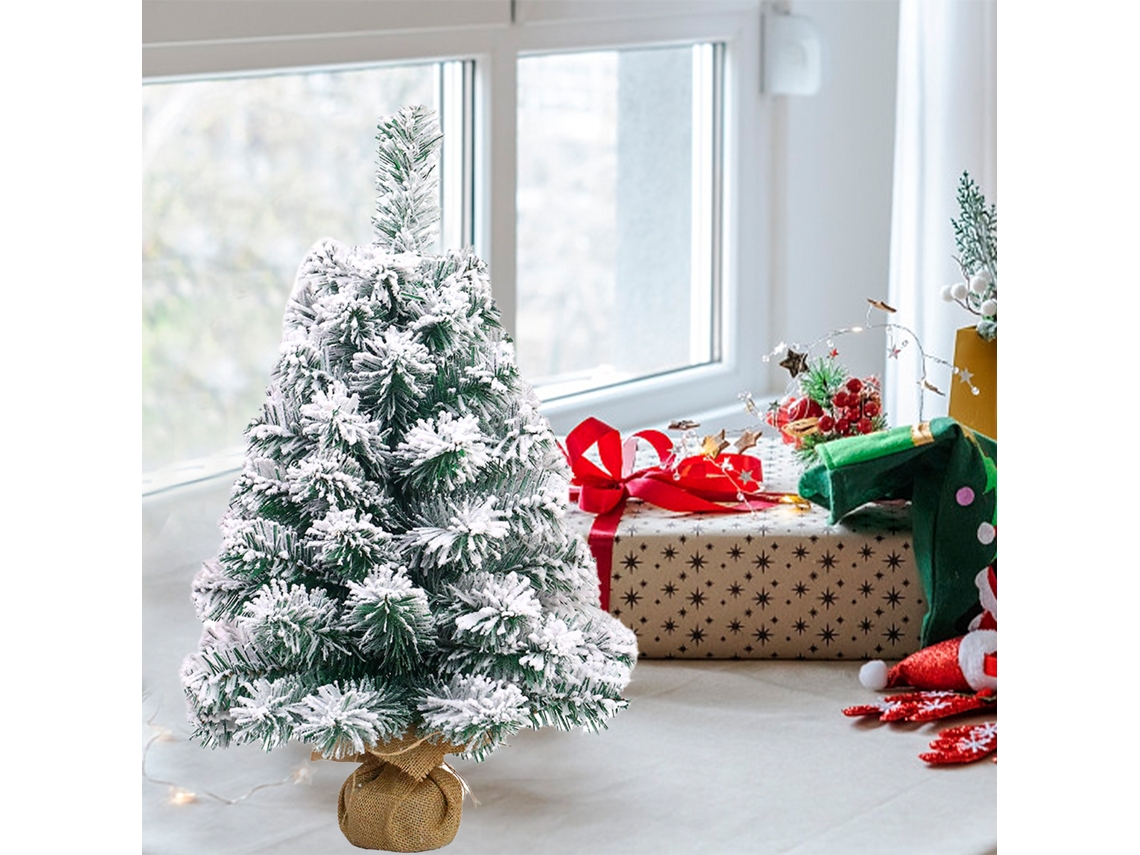 Mini Árvore De Natal (árvore Com Neve Artificial, Compatível Para Mesa) Eoocoo