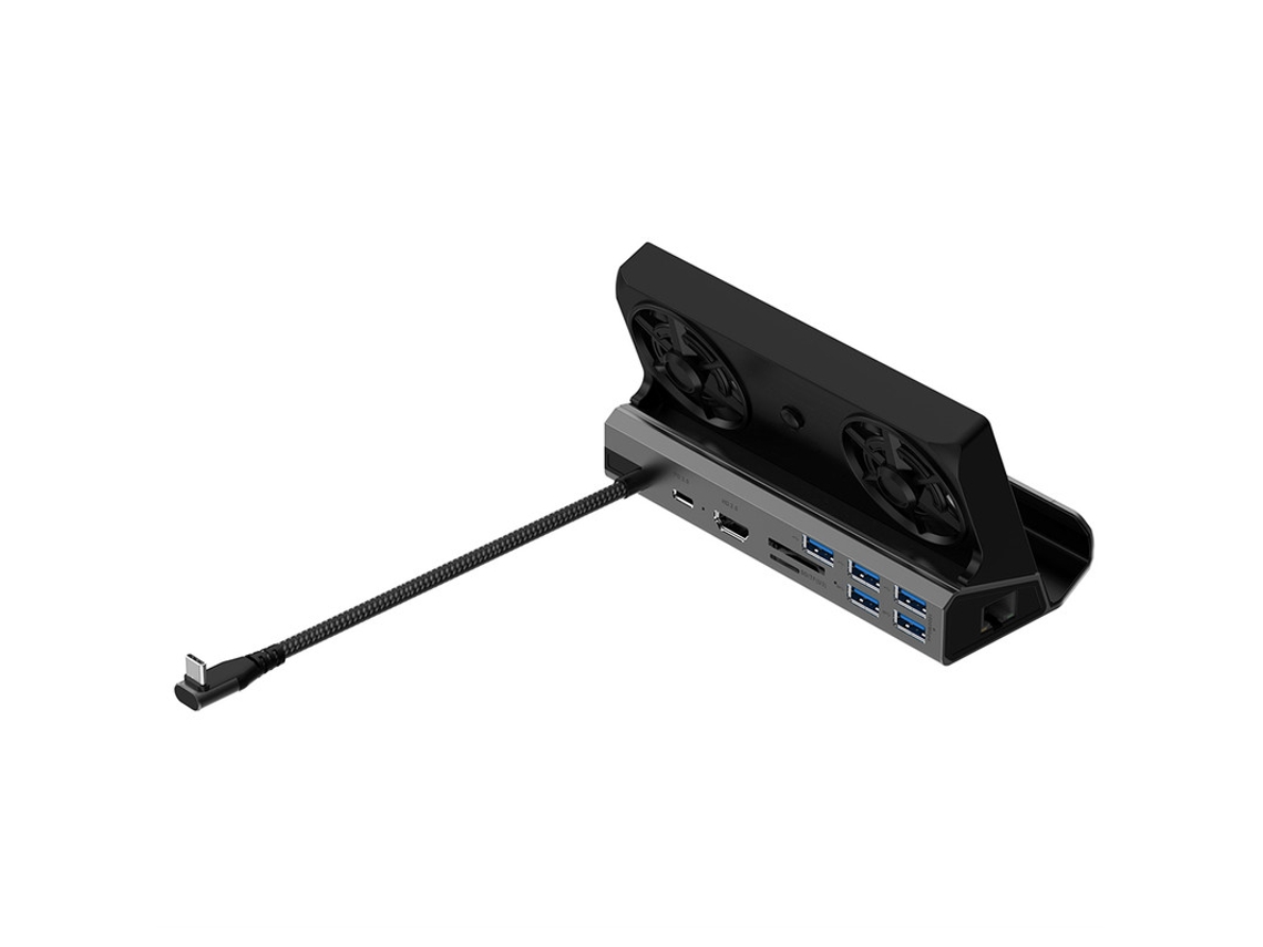Yizhood 10 em 1 Gigabit Ethernet 1000 Mbps Tipo C USB 3.0 2.0 USB C PD 100 W Rj45 Docking Station para Rog Ally Game Preto