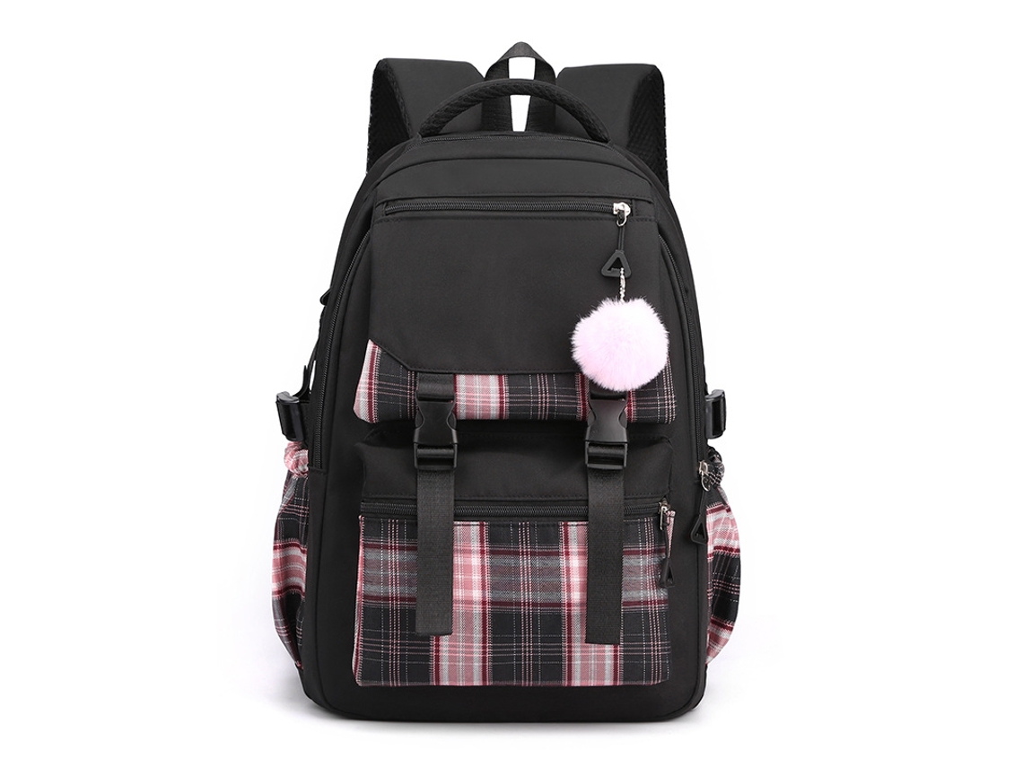 Mochila Escolar Cor Sólida Mochila Simples Multicamadas Para Computador Preta
