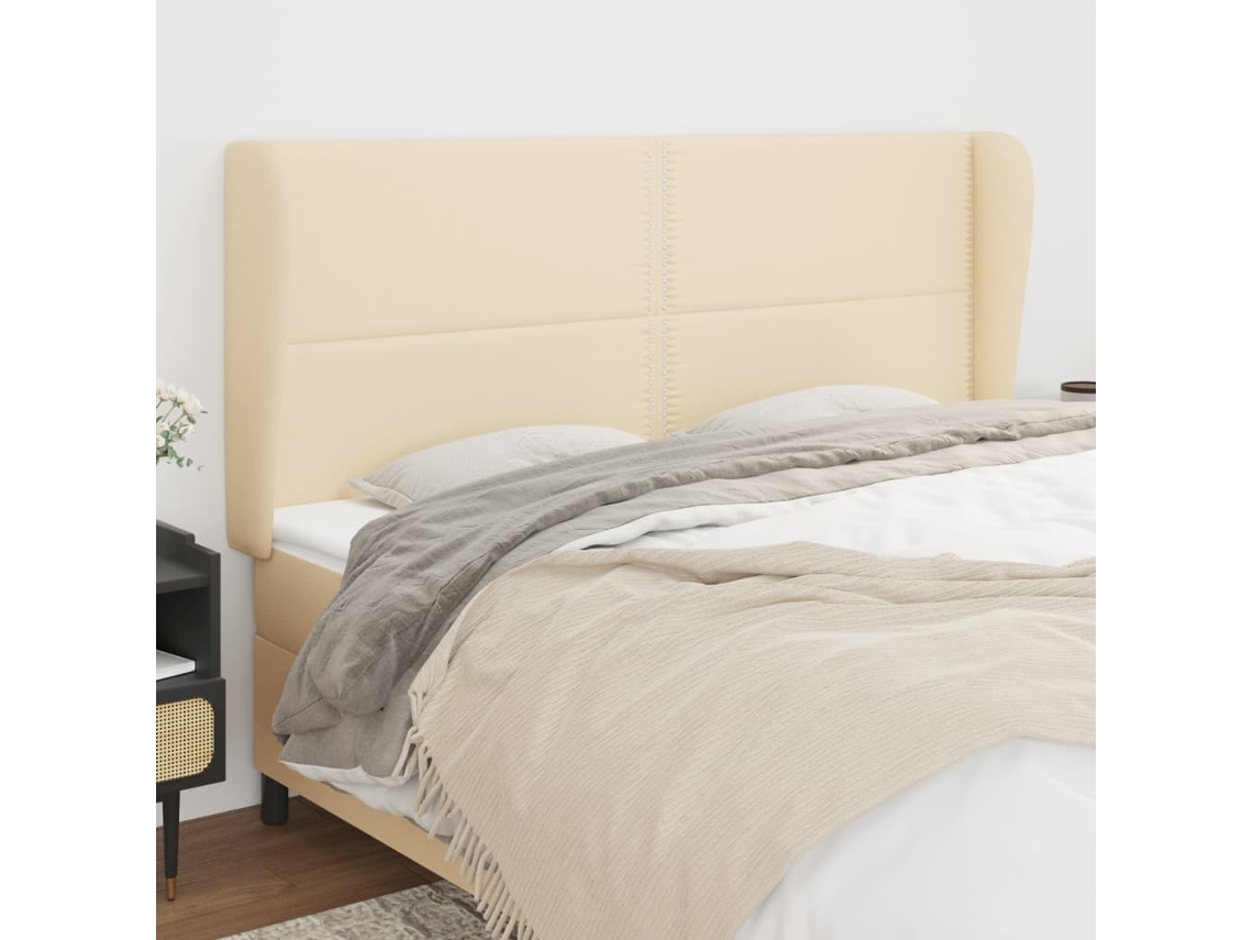 Cabecero con Alas de Tela 183x23x118/128 Cm Crema