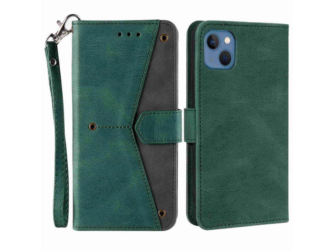 Capa Quedas Para Iphone 14 Plus Pele Sintética Verde