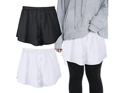 Extensor De Camisa Feminina Mini Ajustável Com Cintura Elástica E Saia Removível Para Camisas, Blusas E Casacos Preto Branco