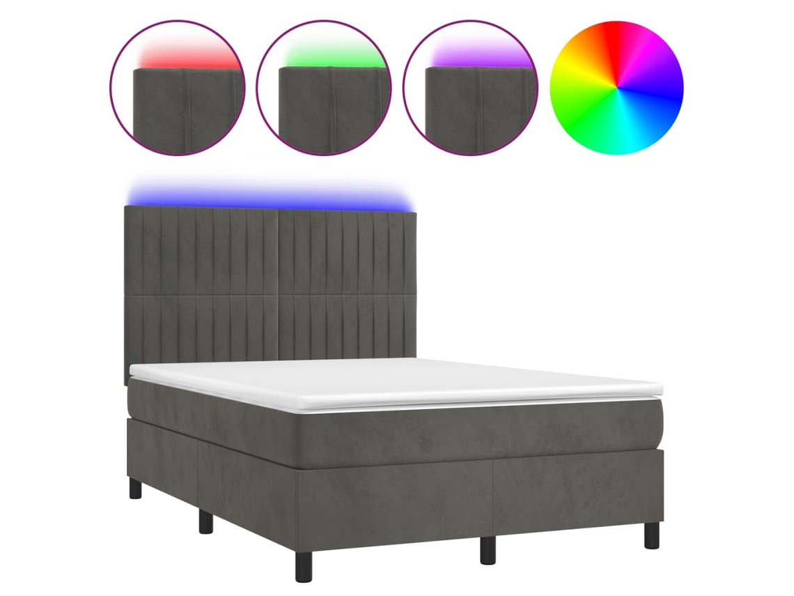 Box Spring Bed, Box Spring Beds Vidaxl Cinzeto Veludo (140 X 200 Cm)