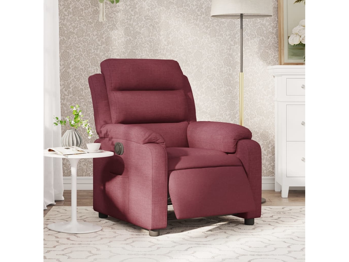 Vidaxl Poltrona Elétrica Reclinável Tecido Vermelho Tinto