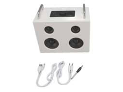 Alto Falante Bluetooth Sem Fio Portátil Hifi Estéreo Som Desktop Multimídia De Madeira Com Adesivos