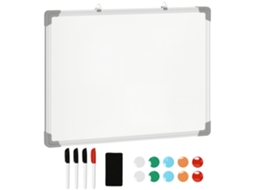 Placa de Parede Magnética com Borracha. Marcadores e Ímãs. em Alumínio. 60x1,8x45 Cm. Branco Ge