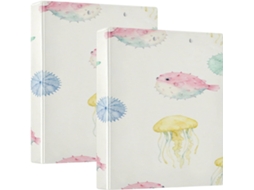 Pasta escolar rígida com estampa Living Waters em tons suaves, 3,8 cm x 1,5 polegadas, três argolas e camada com bolsa.