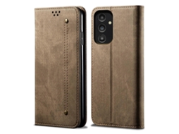 Capa De Celular Em Couro Com Textura Jeans Para Samsung Galaxy A14 5g
