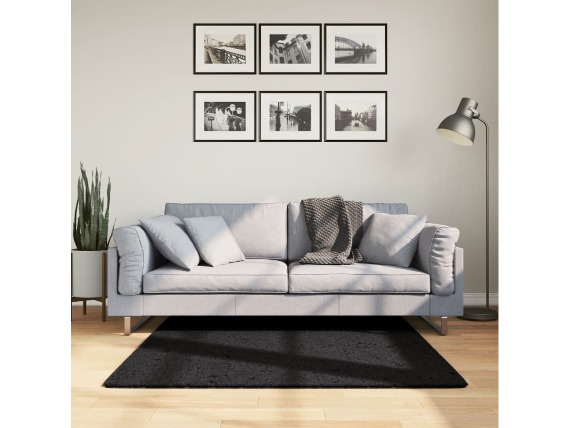 Vidaxl Tapete De Pelo Curto Oviedo 120x120 Cm Preto