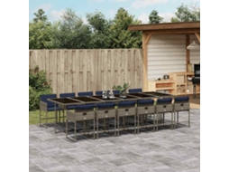 Vidaxl Conjunto De Jantar Para Jardim Com 13 Peças E Almofadas Em Rattan Sintético Cinza