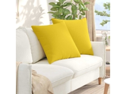 Vidaxl Travesseiros De Sofá 2 Unid. Tecido Amarelo Claro 60 X 60 Cm