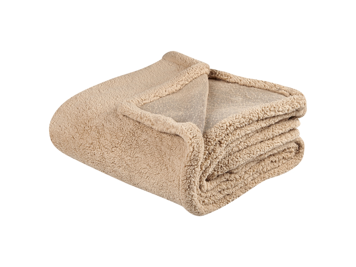 Manta Decorativa Beliani Mirge De Poliéster Beige 125x150x0.7